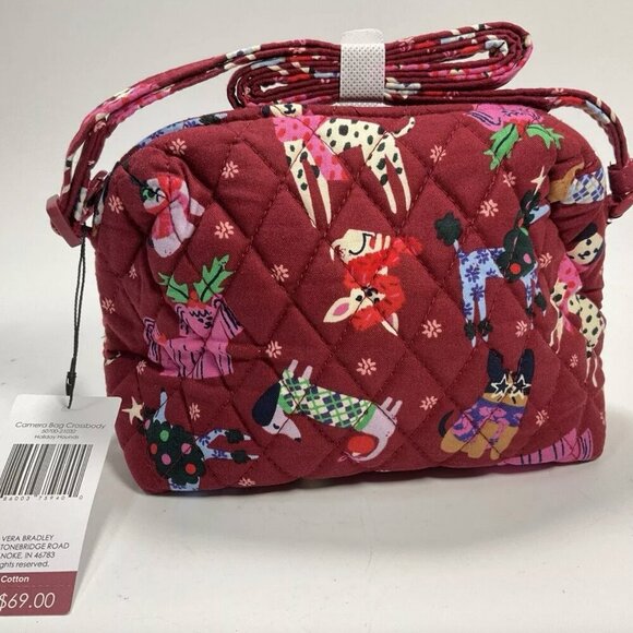 Vera Bradley Red Crossbody Bag with Holiday Dog Print - Picture 3 of 4